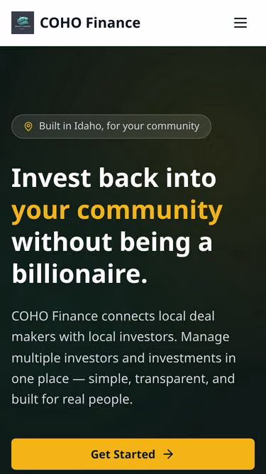 Screenshot of coho.finance