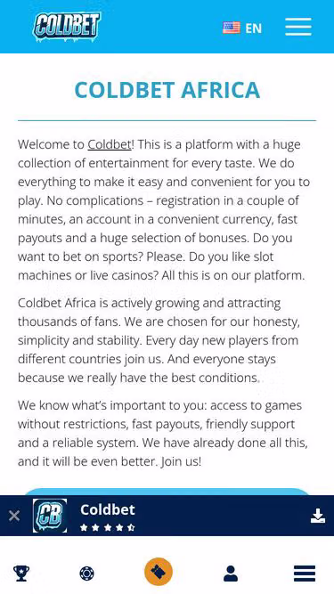 Screenshot of coldbet.africa