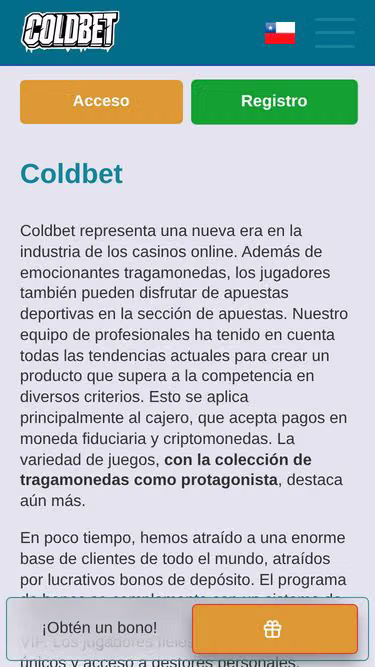 Screenshot of coldbet.cl