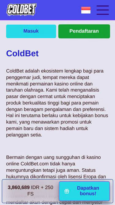 Screenshot of coldbet.id