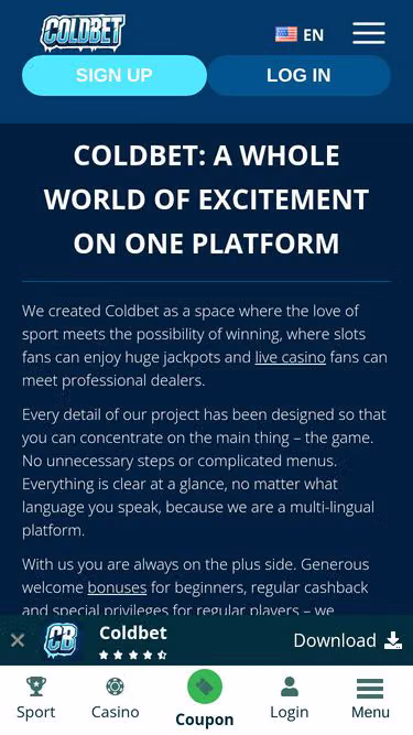 Screenshot of coldbet.live