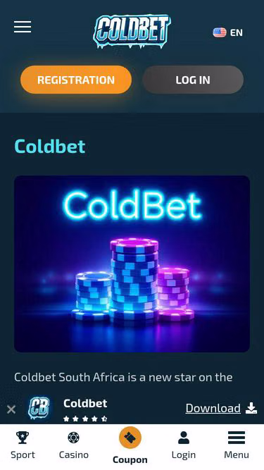 Screenshot of coldbet.org.za