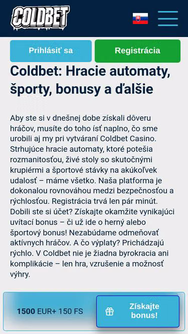 Screenshot of coldbet.sk