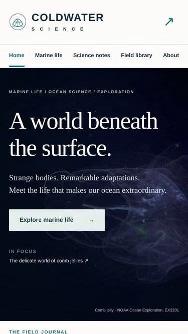 Screenshot of coldwater.science