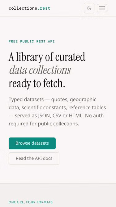 Screenshot of collections.rest