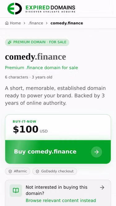 Screenshot of comedy.finance