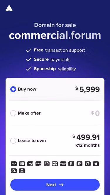 Screenshot of commercial.forum