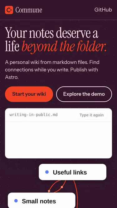 Screenshot of commune.md