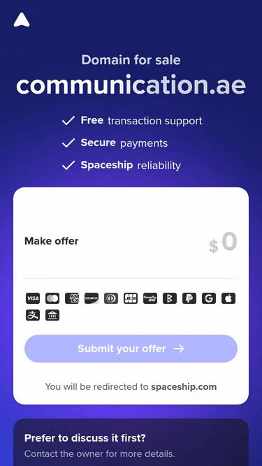 Screenshot of communication.ae