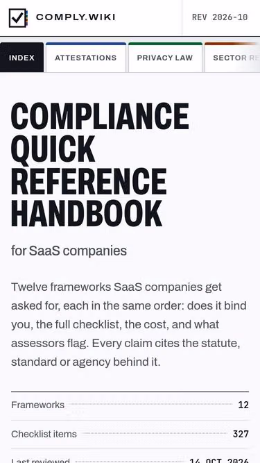 Screenshot of comply.wiki