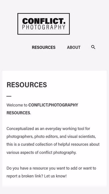 Screenshot of conflict.photography
