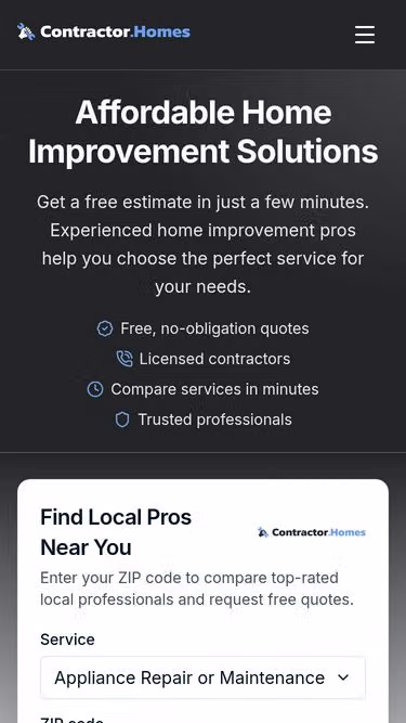 Screenshot of contractor.homes
