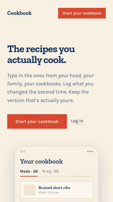 Screenshot of cookbook.business