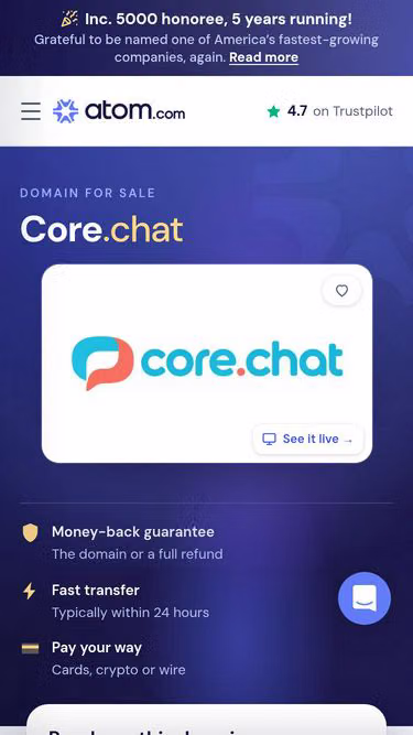 Screenshot of core.chat