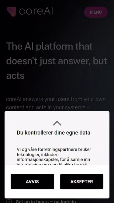 Screenshot of coreai.no