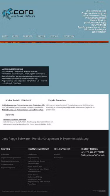 Screenshot of coro.de