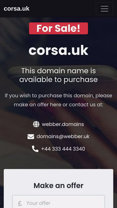 Screenshot of corsa.uk
