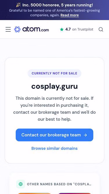 Screenshot of cosplay.guru