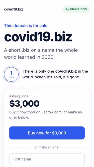 Screenshot of covid19.biz