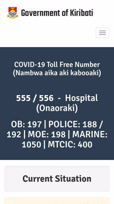 Screenshot of covid19.gov.ki