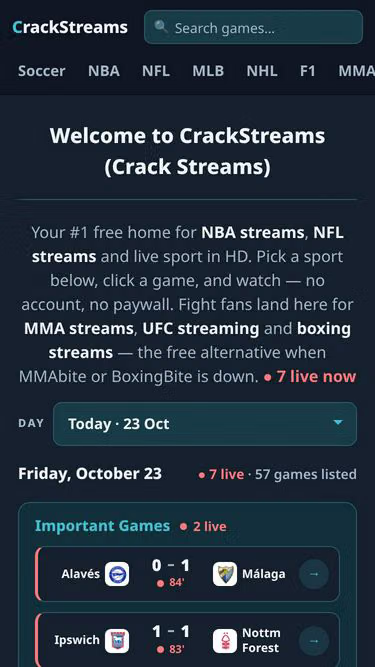 Screenshot of crackstreams.st