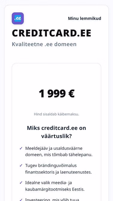Screenshot of creditcard.ee
