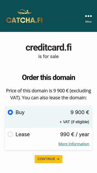 Screenshot of creditcard.fi