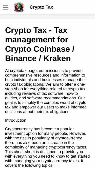 Screenshot of cryptotax.page