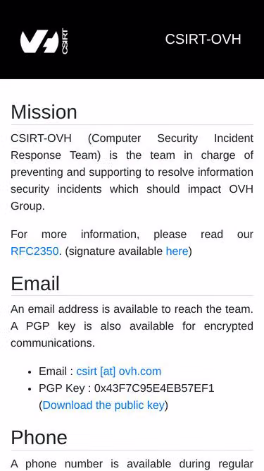 Screenshot of csirt.ovh