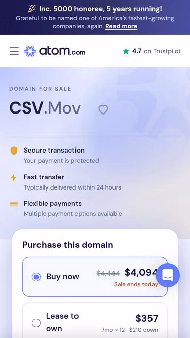 Screenshot of csv.mov