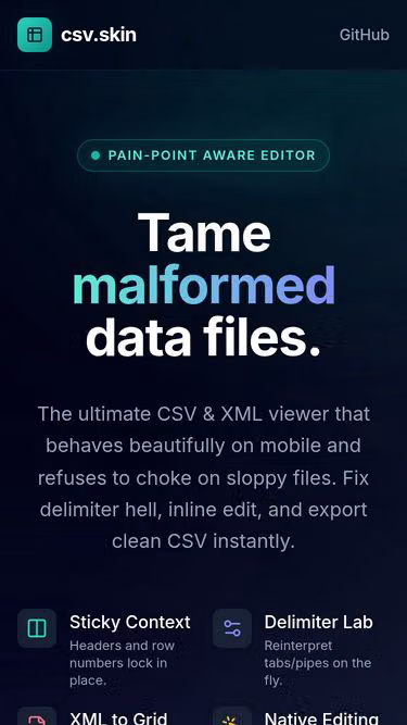 Screenshot of csv.skin