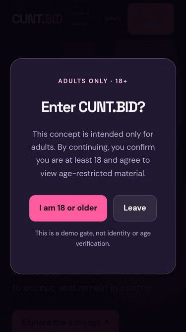 Screenshot of cunt.bid