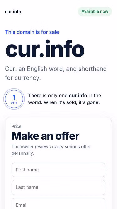 Screenshot of cur.info