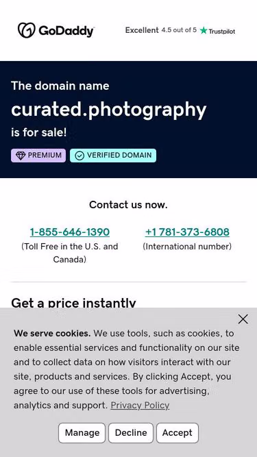 Screenshot of curated.photography