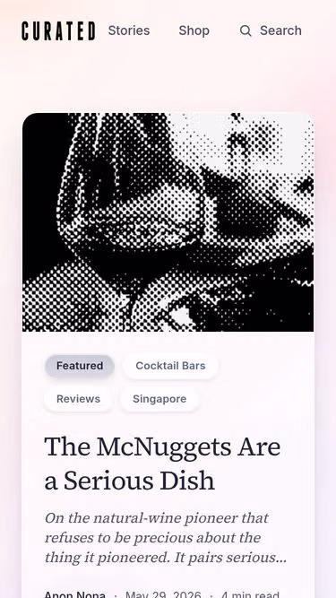 Screenshot of curated.sg