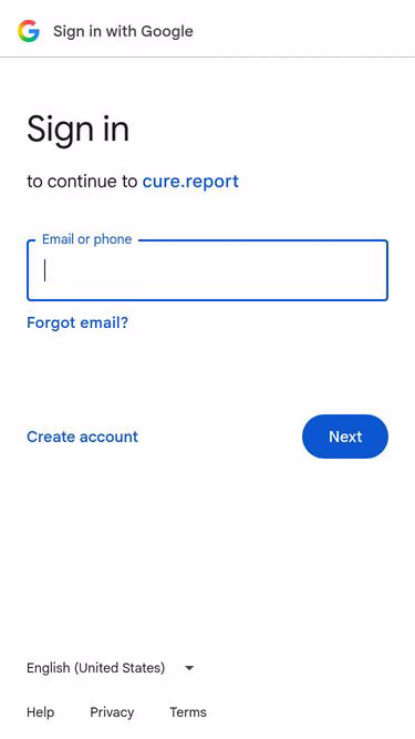 Screenshot of cure.report