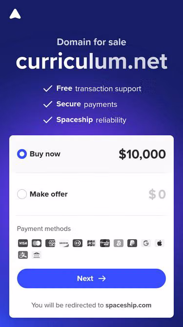 Screenshot of curriculum.net