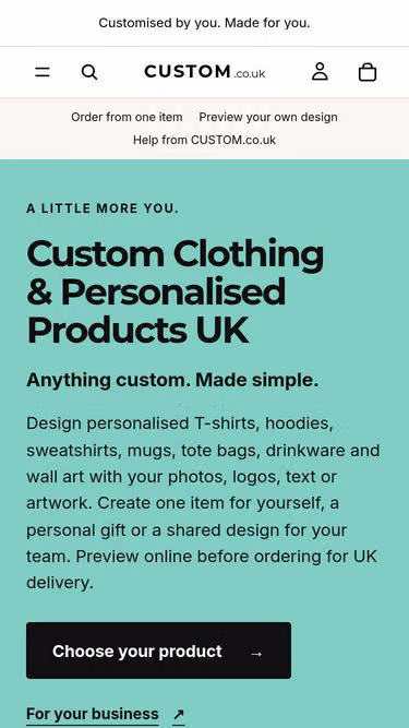 Screenshot of custom.uk