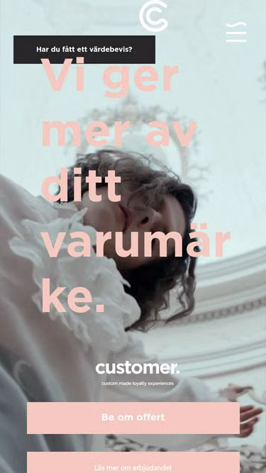 Screenshot of customer.se