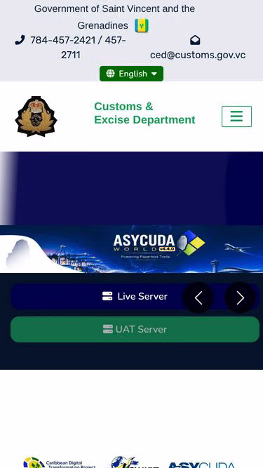 Screenshot of customs.gov.vc
