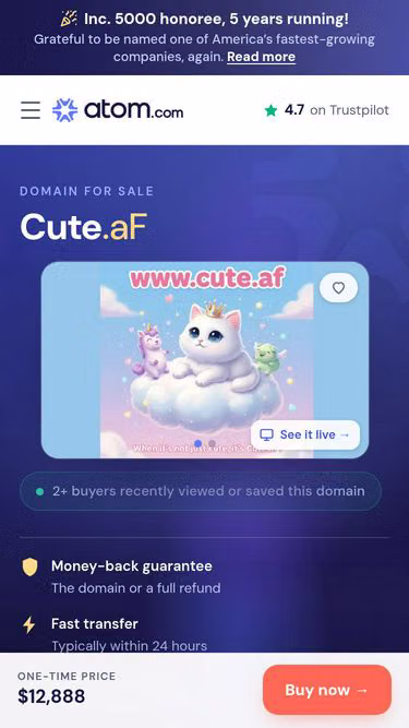 Screenshot of cute.af