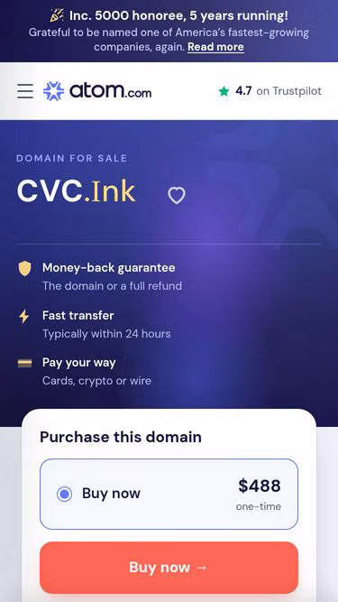 Screenshot of cvc.ink