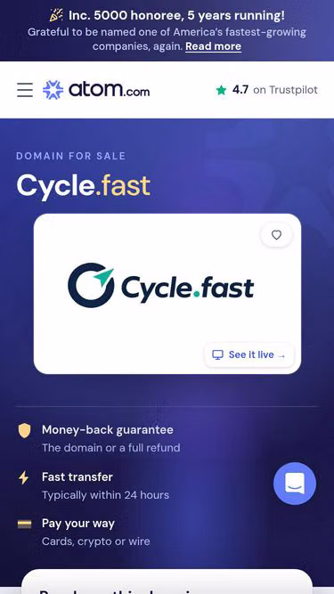 Screenshot of cycle.fast