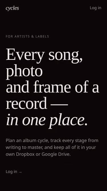 Screenshot of cycles.studio