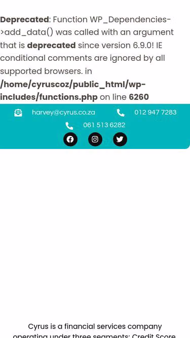 Screenshot of cyrus.co.za
