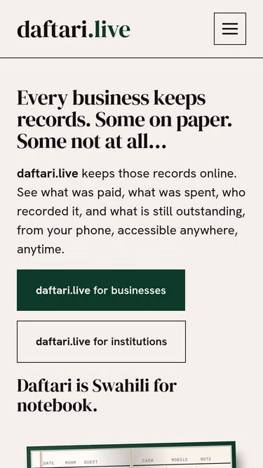 Screenshot of daftari.live