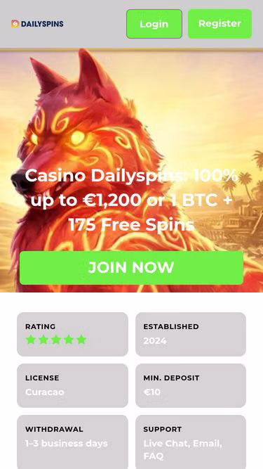 Screenshot of dailyspins.bet