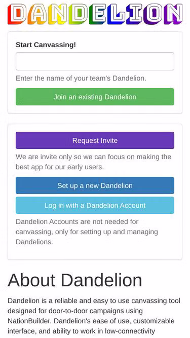 Screenshot of dandelion.run