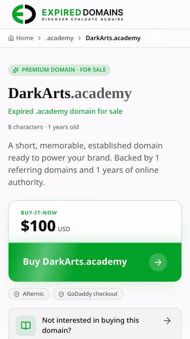 Screenshot of darkarts.academy