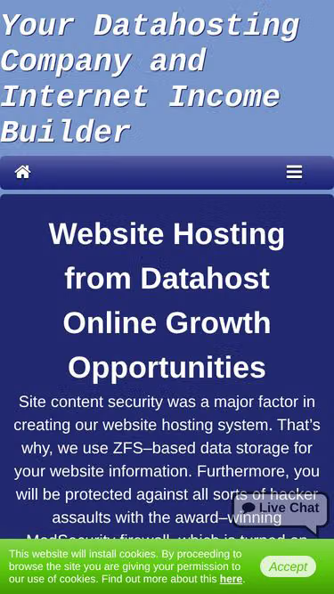 Screenshot of datahost.cc